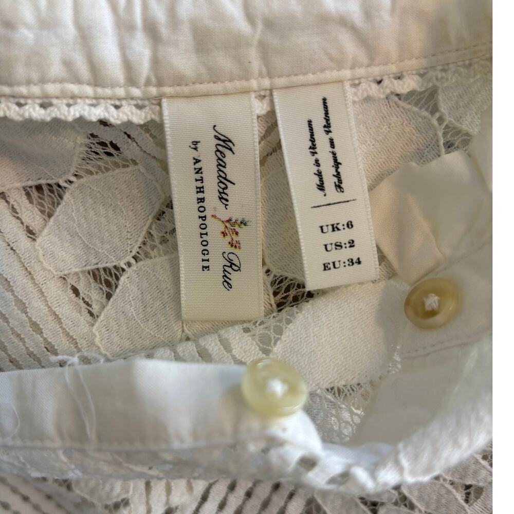 Meadow Rue Anthropologie Lace Blouse Size 2 Romantic - Picture 6 of 9